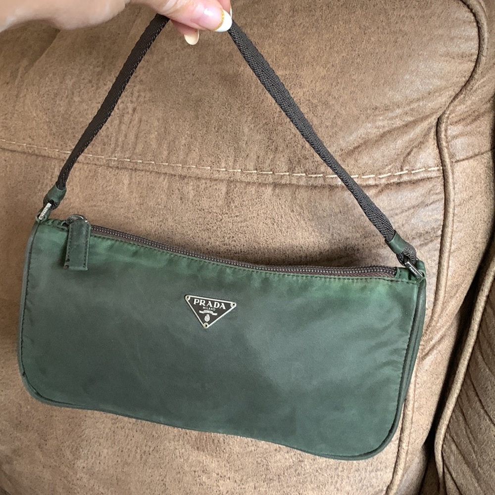 Prada Dark Green Nylon Tessuto Mini Bag!